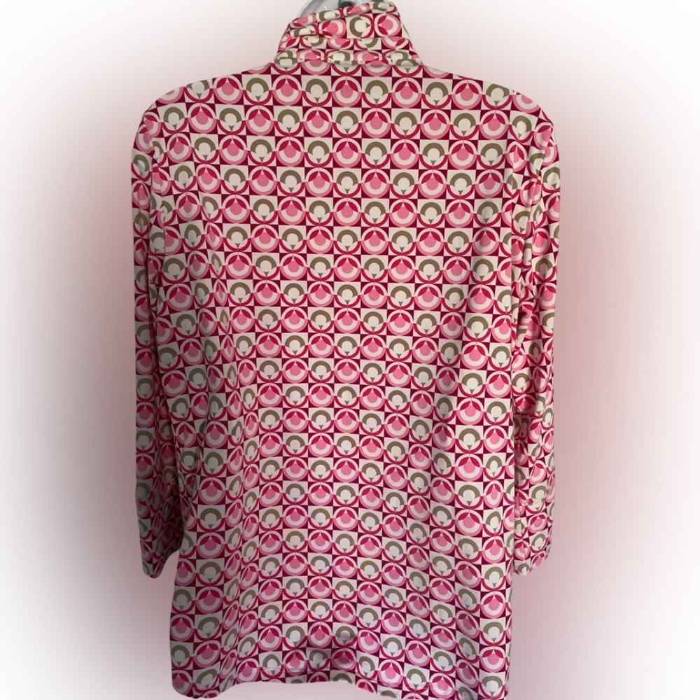 J Mclaughlin Button Down Top - M Red , Pink , Tau… - image 5